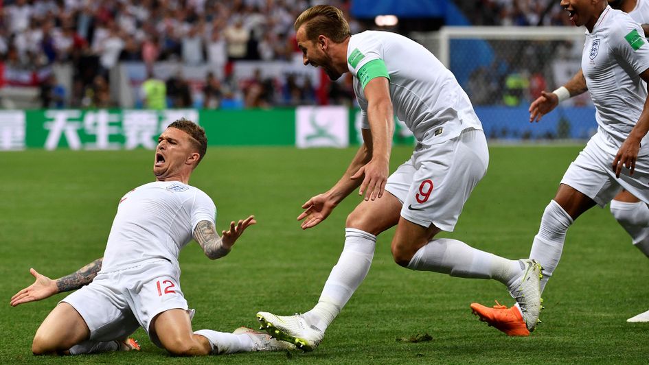 Kieran Trippier celebrates giving England the lead against Croatia