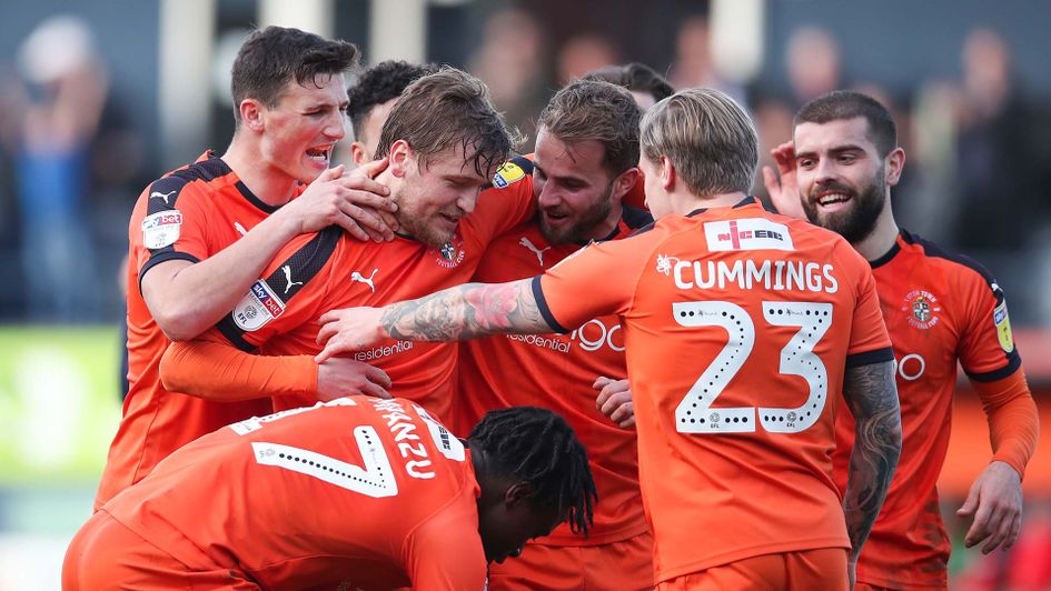 Luton Town's players celebrate