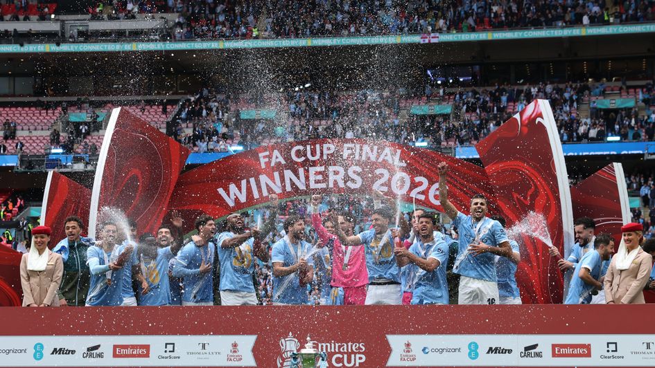 Man City celebrate FA Cup win over Chelsea at Wembley
