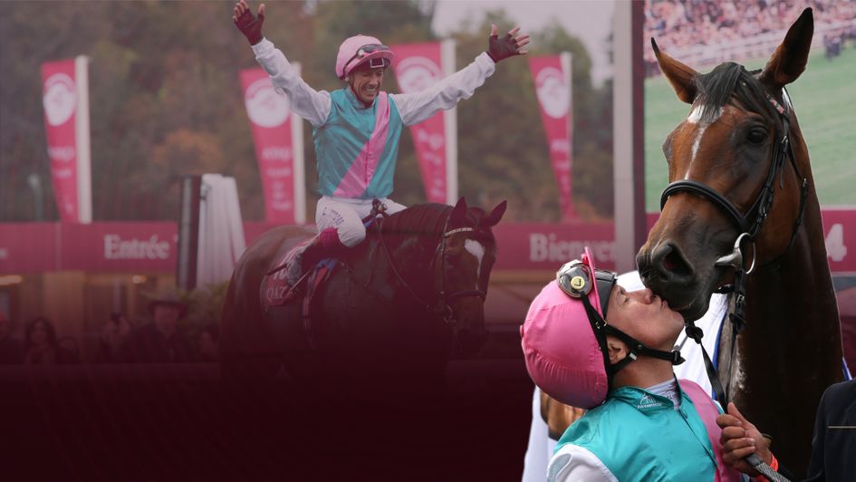 Frankie Dettori celebrates with Enable