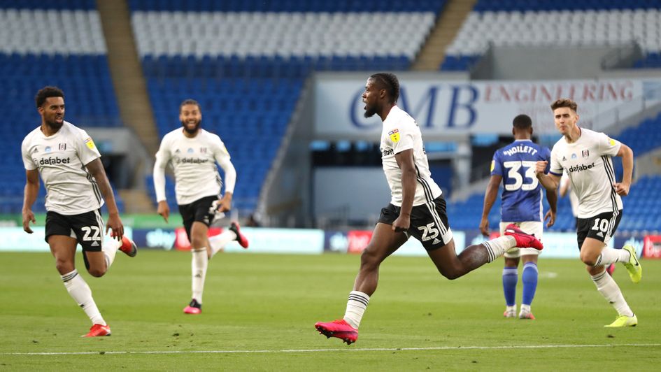 Josh Onomah celebrates his goal against Cardiff