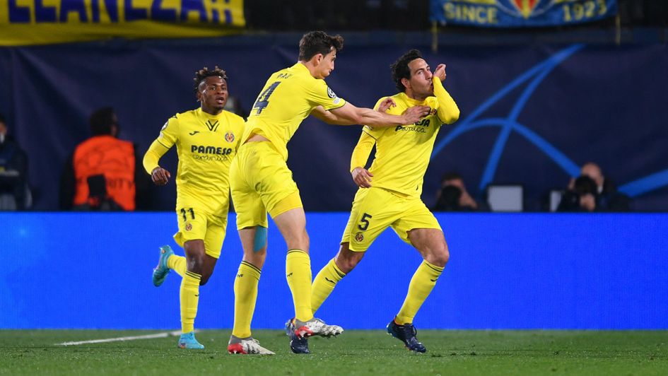 Villarreal's Daniel Parejo celebrates his equaliser against Juventus