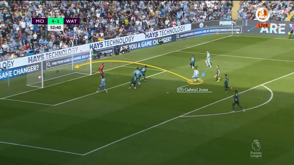 Opening up his body nicely to apply his first time placed finish