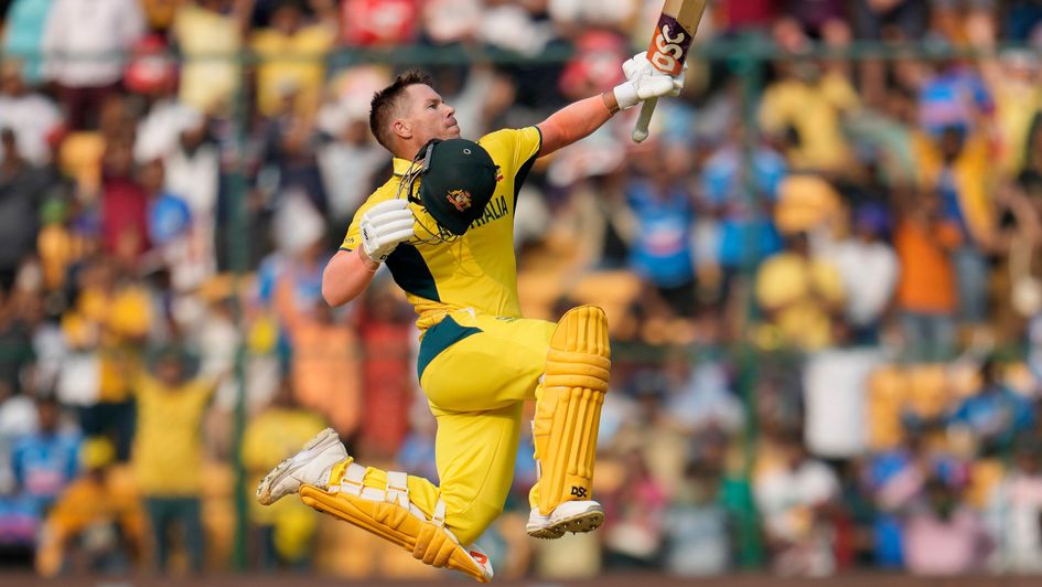 David Warner jumping for joy in Bengaluru