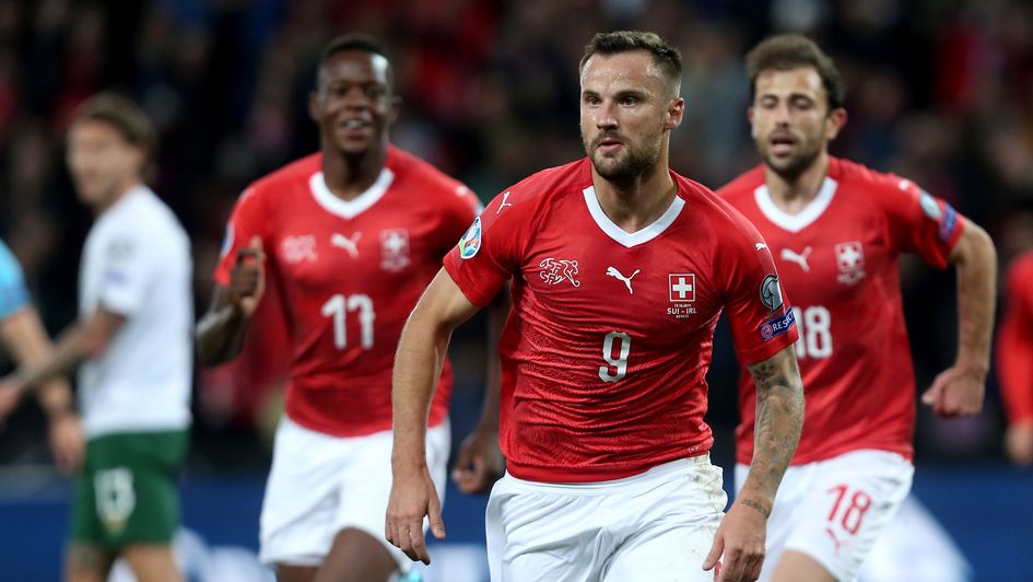 Haris Seferovic: Switzerland forward celebrates his goal against the Republic of Ireland in Euro 2020 qualifying