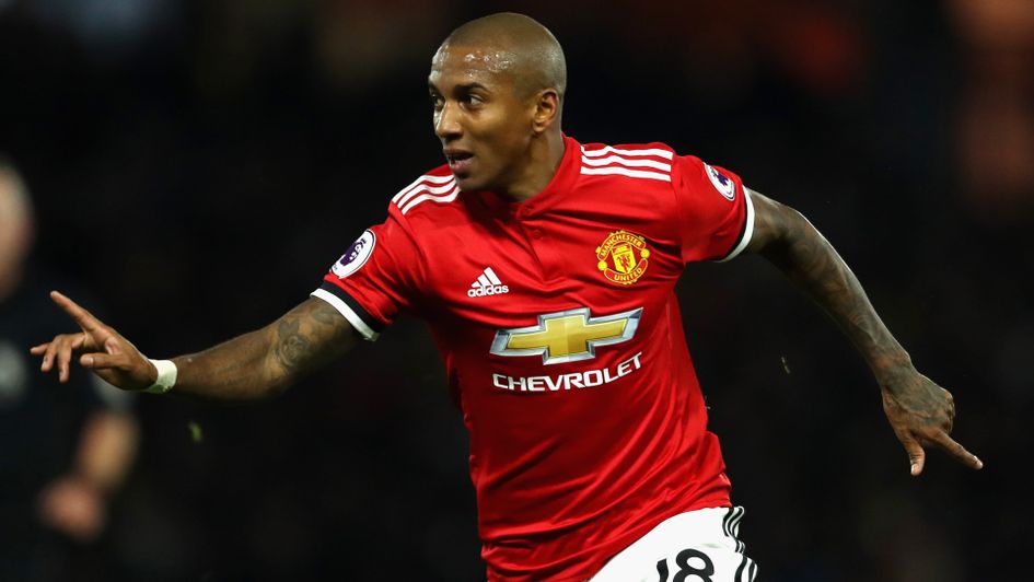 Ashley Young celebrates