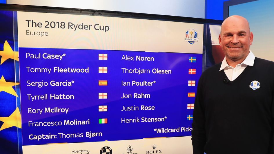 Thomas Bjorn and his Ryder Cup side