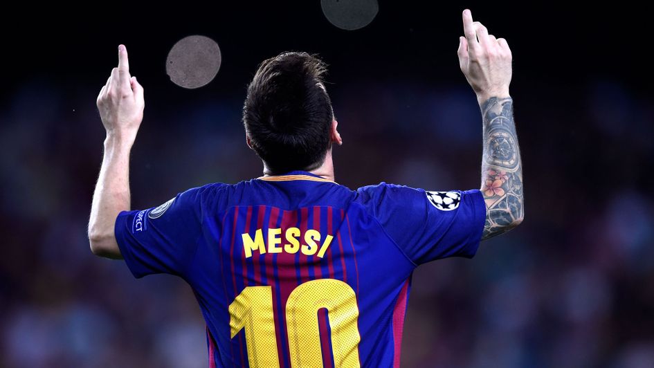 Lionel Messi celebrates after scoring