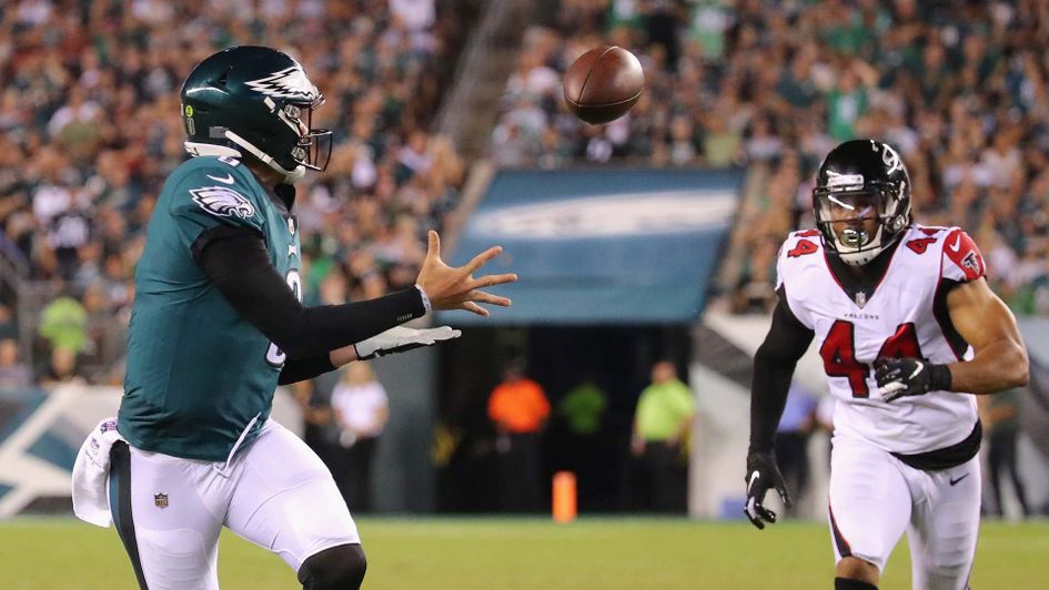 Quarterback Nick Foles catches a pass for the Philadelphia Eagles