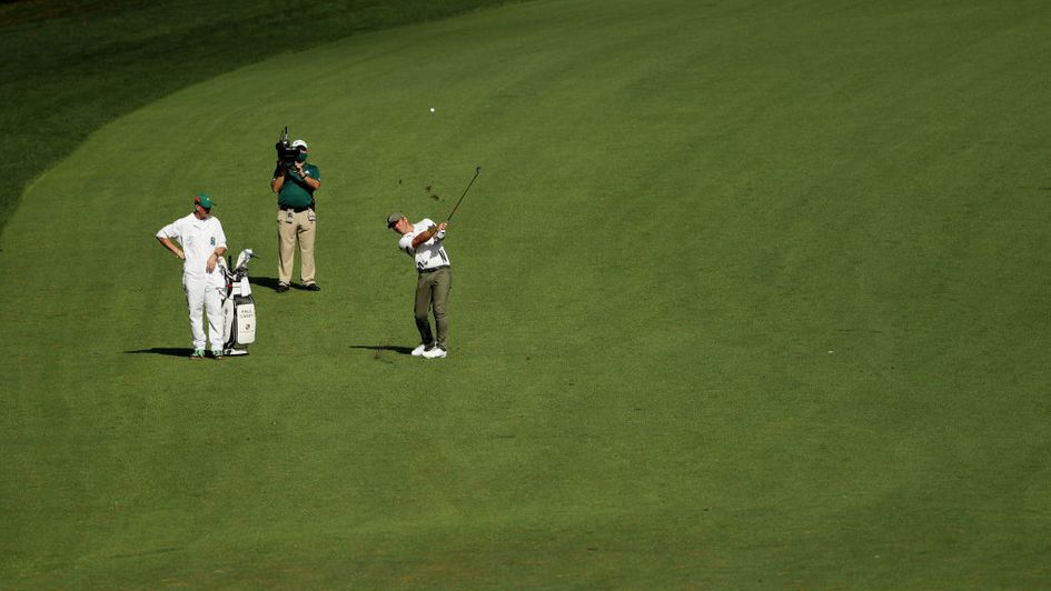 Paul Casey en route to a first-round 65 at Augusta