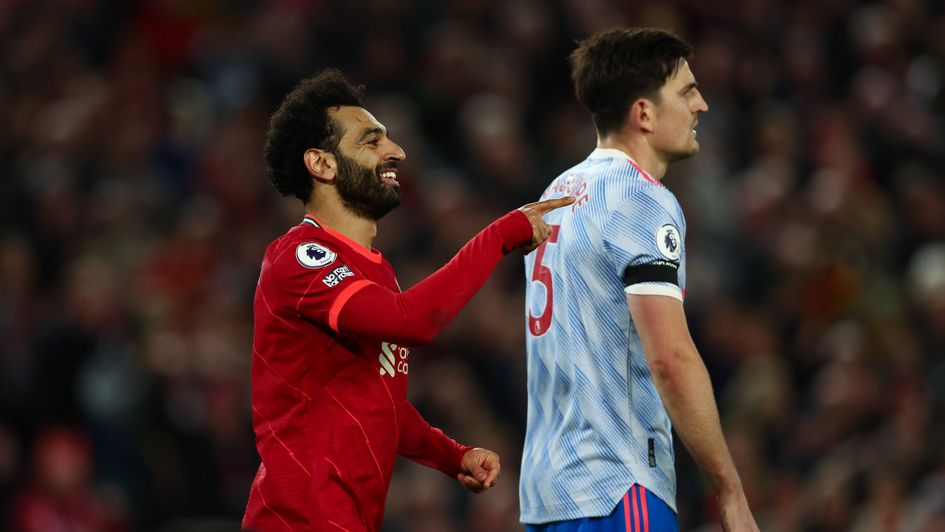 Mohamed Salah celebrates his goal against Manchester United