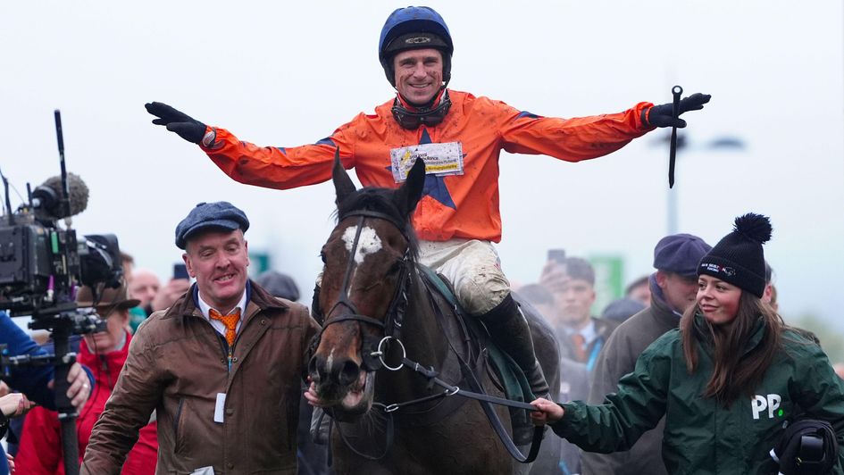 Harry Skelton celebrates on Panic Attack