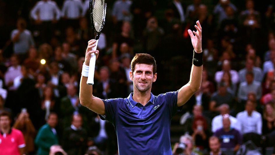 Novak Djokovic: The Serbian celebrates during the Paris Masters