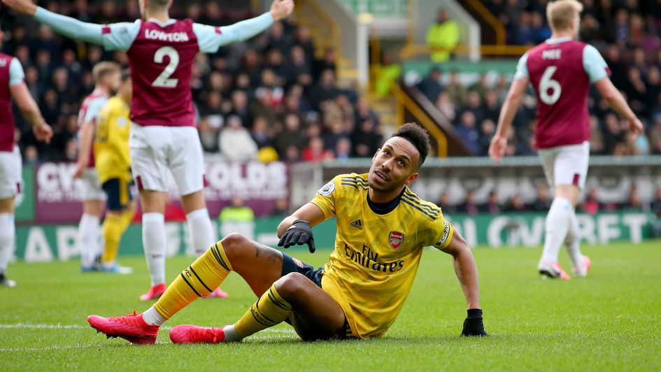 Pierre-Emerick Aubameyang reacts after his miss against Burnley