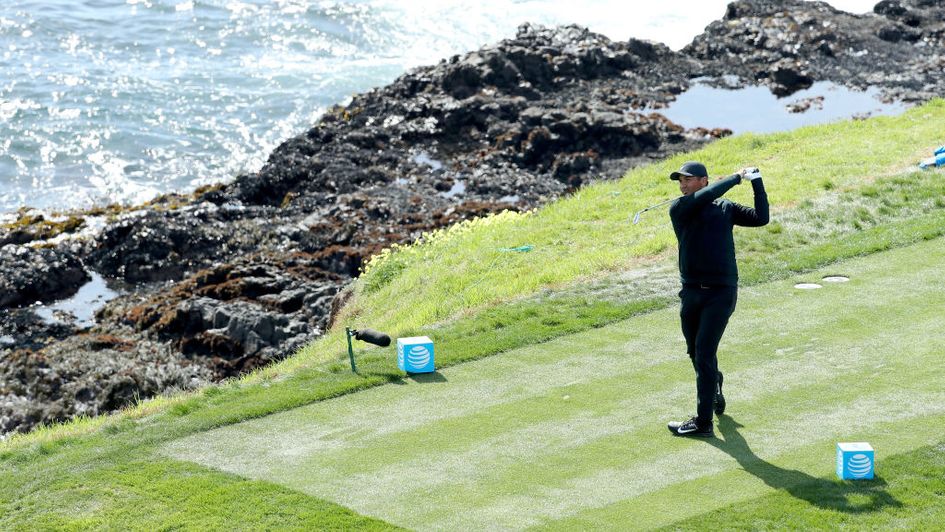 Jason Day tees off at Pebble Beach