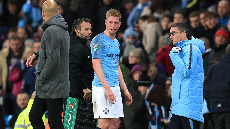 Kevin De Bruyne - limps off against Fulham