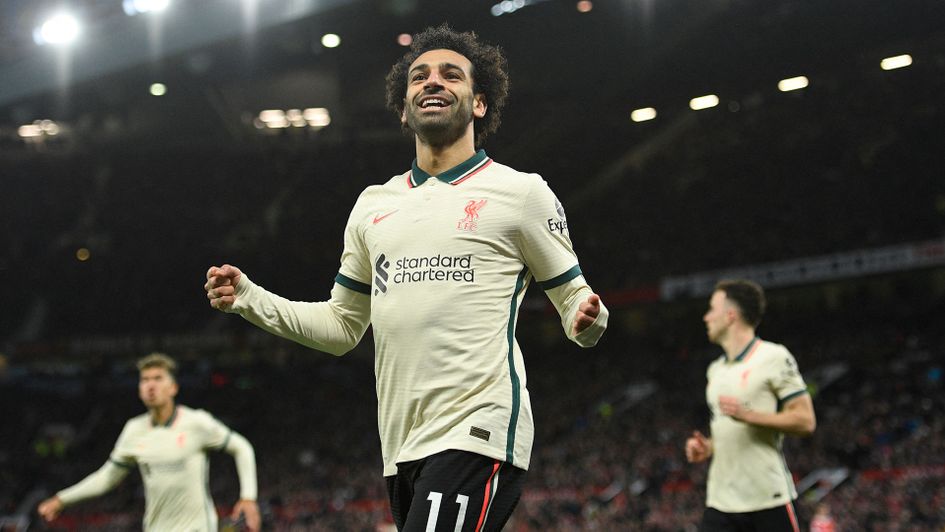 Mohamed Salah celebrates one of his goals against Manchester United