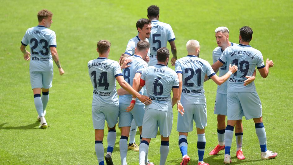 Atletico Madrid celebrate Diego Costa's strike against Athletic Bilbao in LaLiga