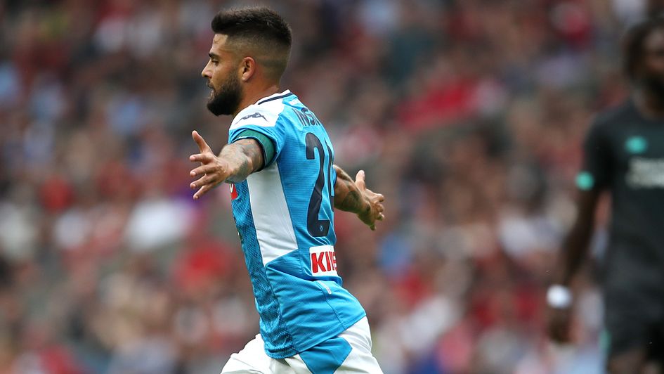 Lorenzo Insigne celebrates his goal against Liverpool