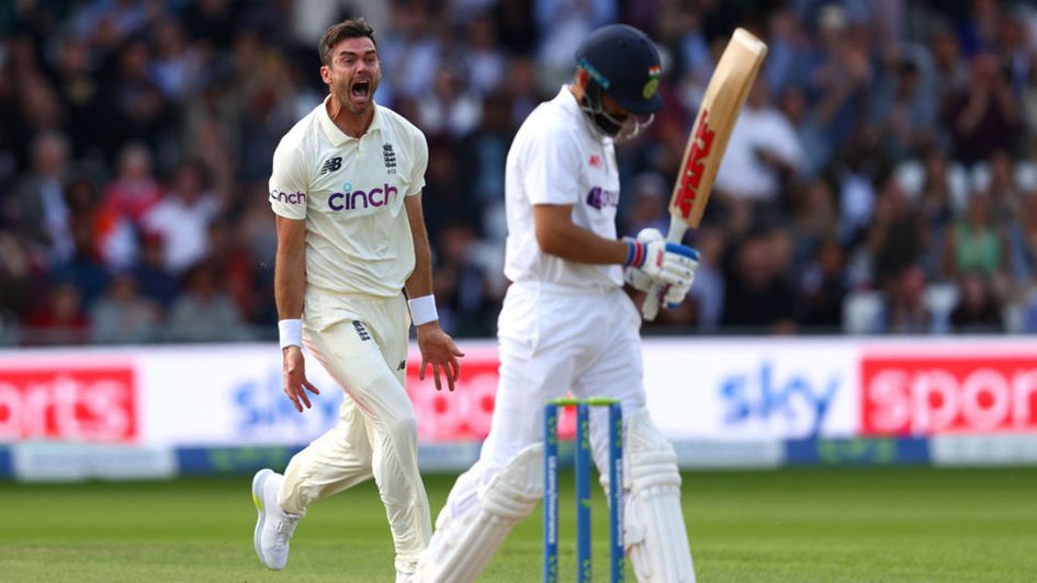 James Anderson roars in delight after dismissing Virat Kohli