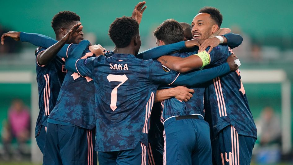 Arsenal players celebrate
