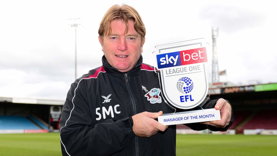 Stuart McCall with the Sky Bet League One Manager of the Month award for January