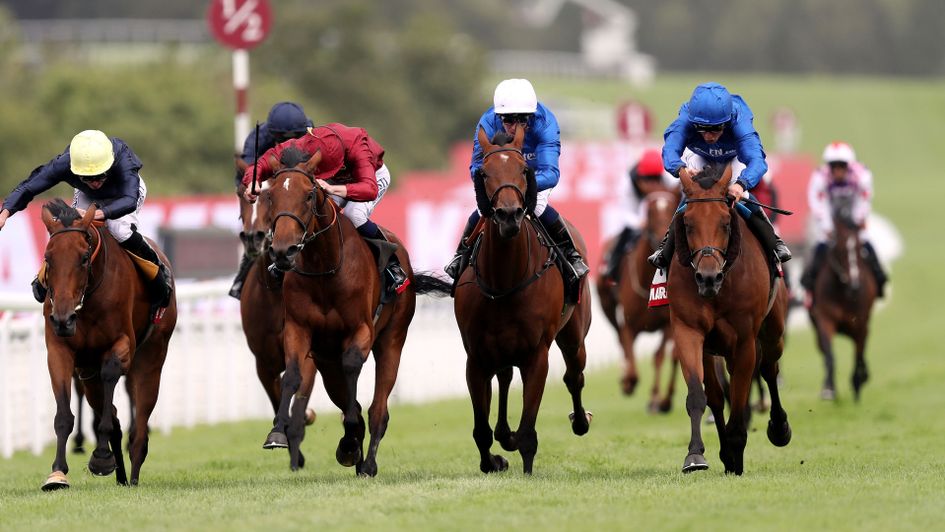Endless Time (far right) wins narrowly at Goodwood