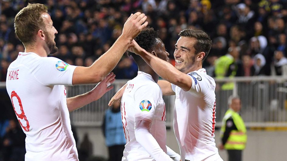 Harry Winks celebrates scoring for England in Euro 2020 qualifying