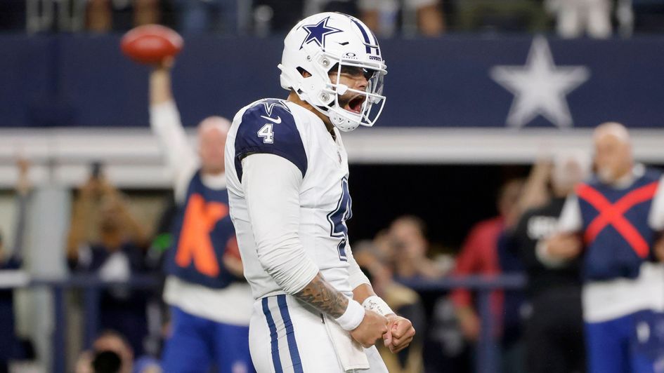 Dallas Cowboys quarterback Dak Prescott celebrates a touchdown