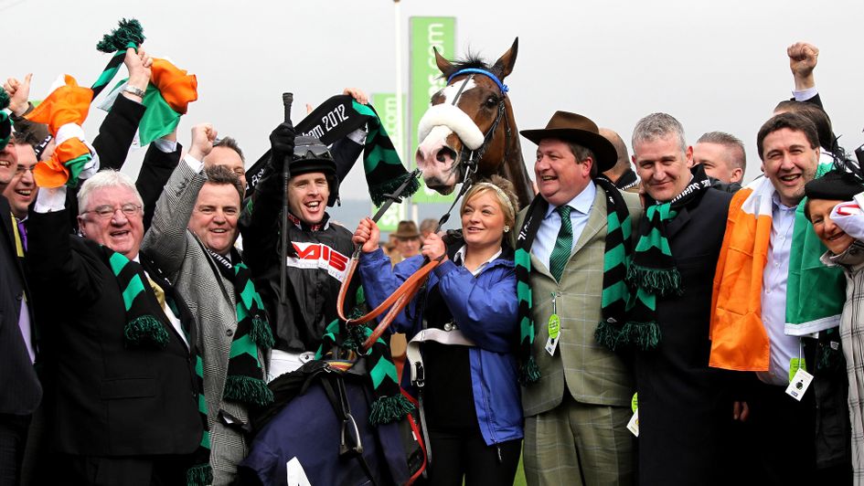 Donald McCain and connections celebrate Cinders And Ashes winning the Supreme