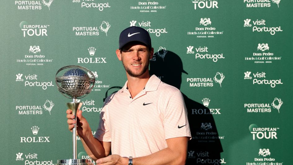 Thomas Pieters with the Portugal Masters trophy