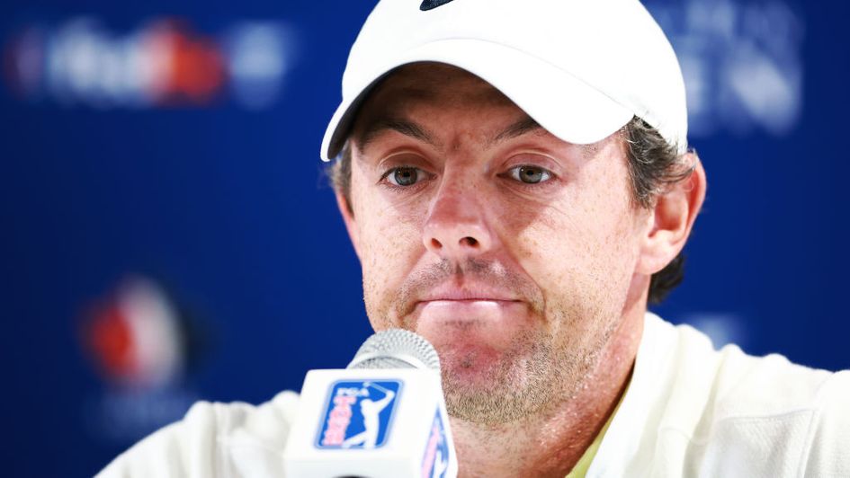 Rory McIlroy speaks with the media in Canada