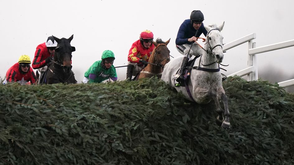 Snow Leopardess (right) on her way to Becher Chase glory
