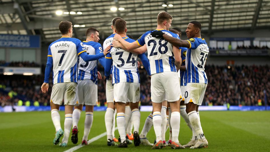 Brighton celebrate a goal in their win over West Ham