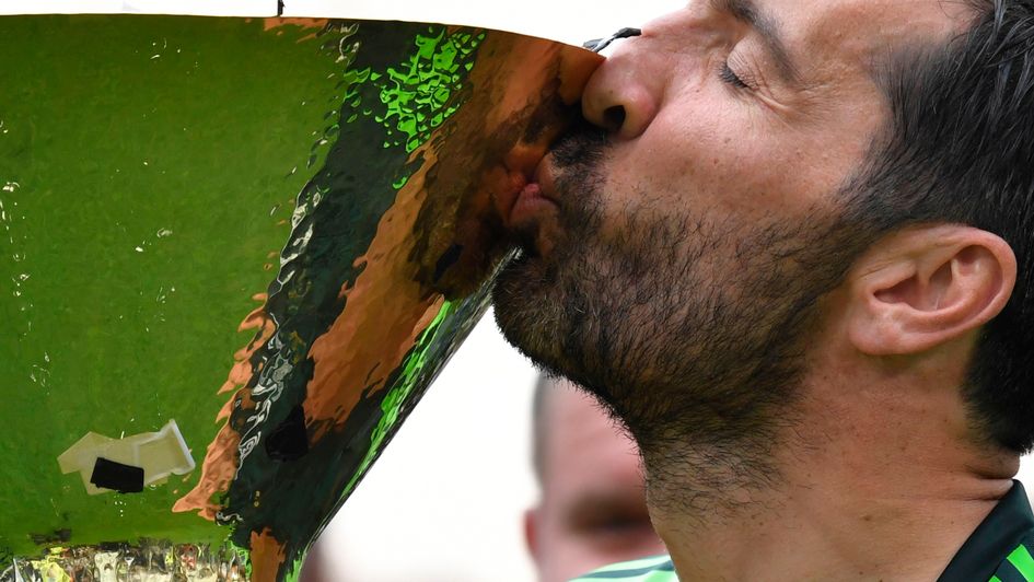 Gianluigi Buffon with the Serie A trophy