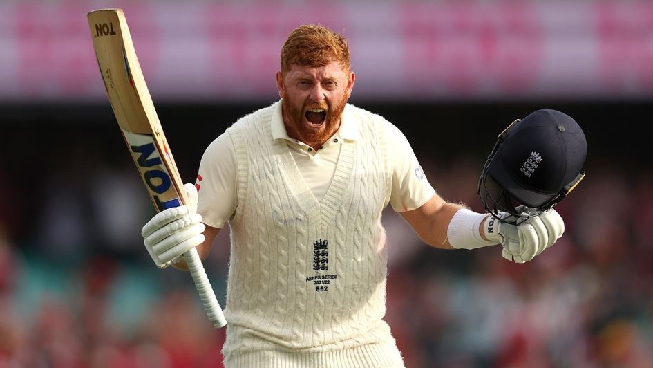 Jonny Bairstow celebrates his century in Sydney