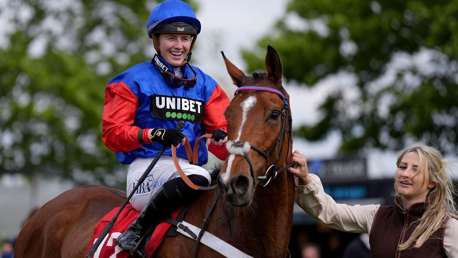 Saffie Osborne pictured after riding Goblet Of Fire to victory