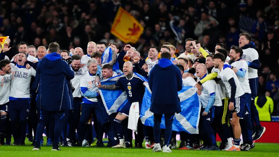 Scotland celebrate after beating Denmark to reach the World Cup
