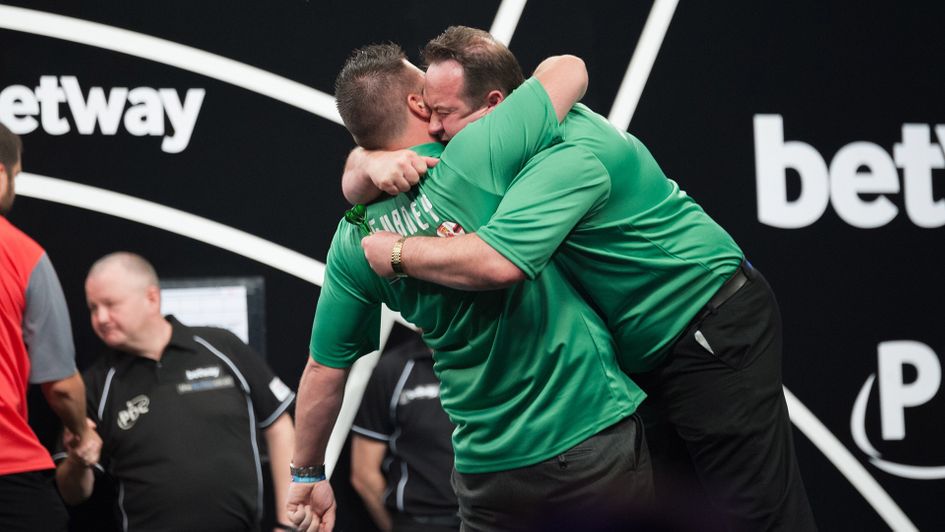 Daryl Gurney and Brendan Dolan celebrate for Northern Ireland (Picture: Stefan Strassenberg/PDC Europe)