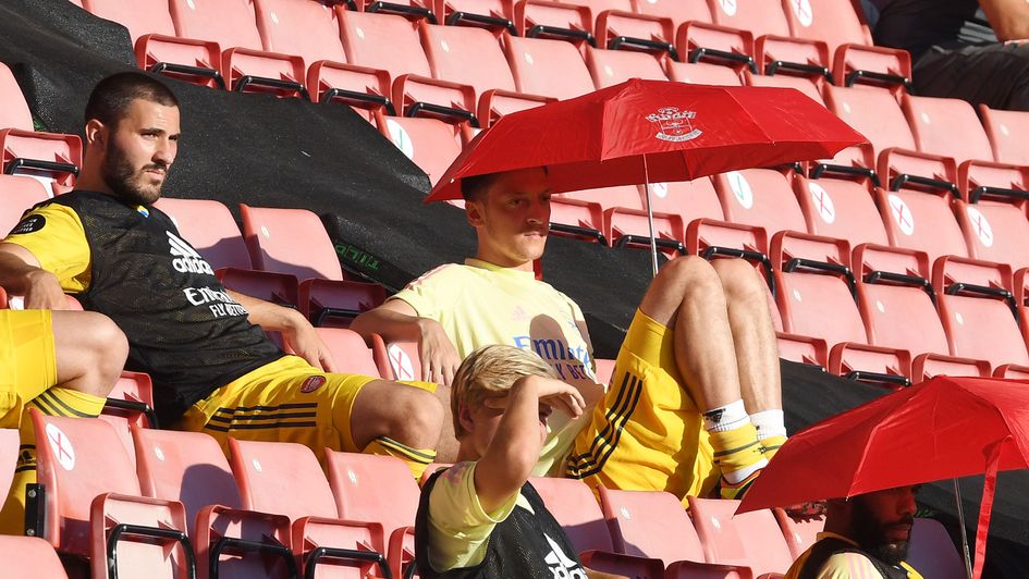 Mesut Ozil: Arsenal playmaker watches on at Southampton
