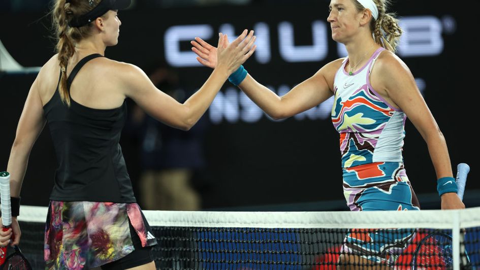 Elena Rybakina (left) won in straight sets