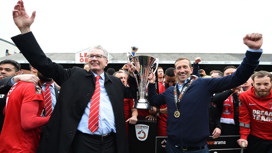 Justin Edinburgh (right) guided Leyton Orient to promotion from the National League in 2018/19