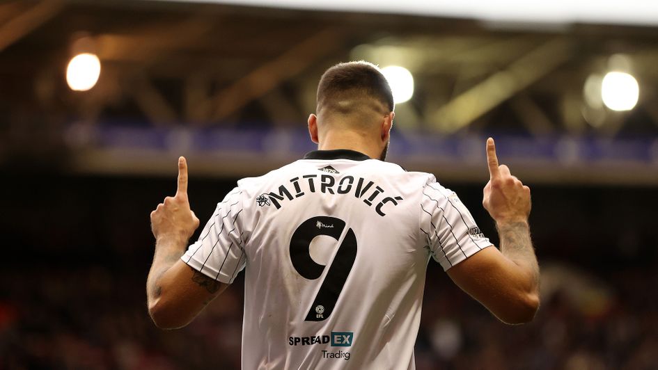 Aleksandar Mitrovic celebrates a goal against Nottingham Forest