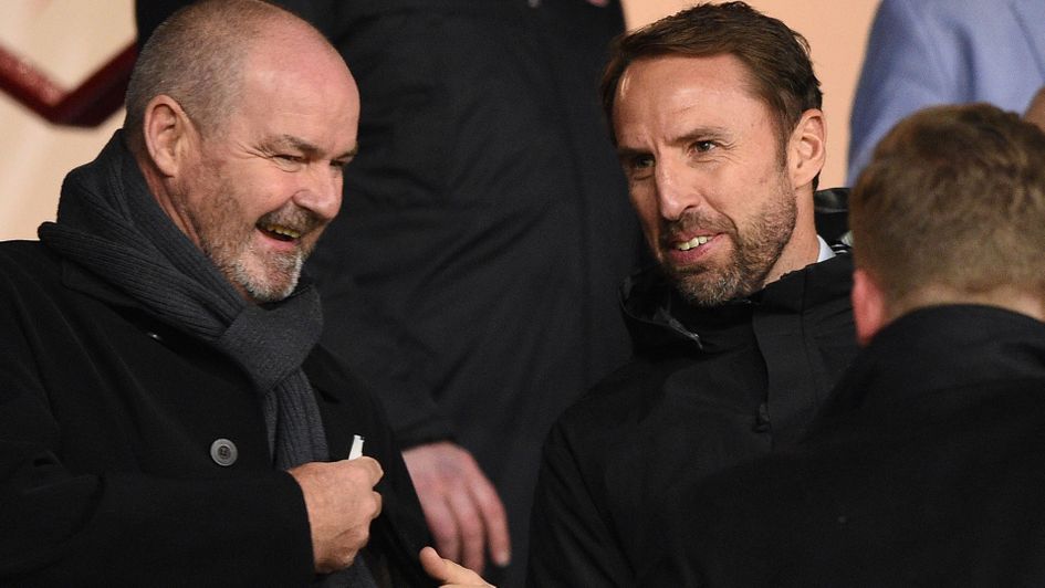 Scotland manager Steve Clarke, left, and England boss Gareth Southgate will clash at Euro 2020