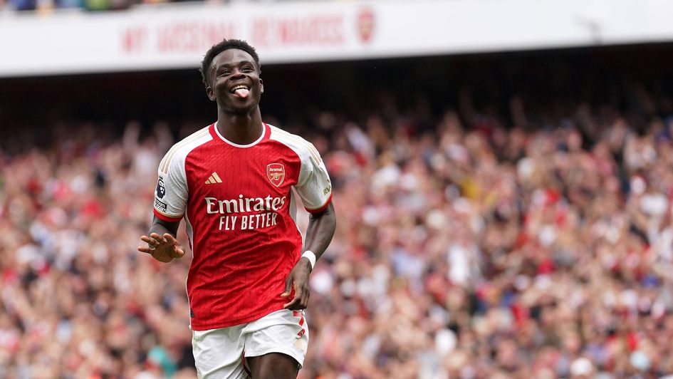 Arsenal's Bukayo Saka celebrates