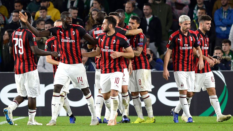 AC Milan celebrate Suso's goal in the Europa League