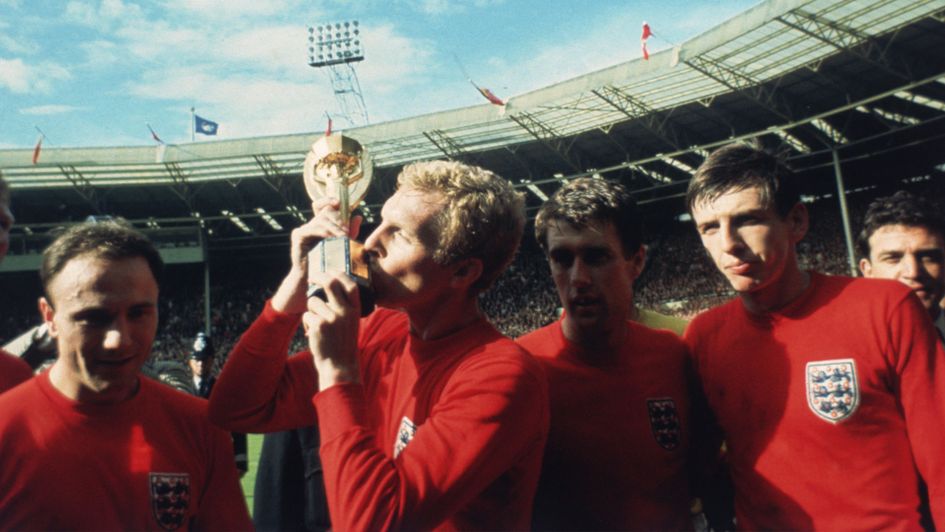 Bobby Moore with his victorious England team at the 1966 World Cup Final at Wembley