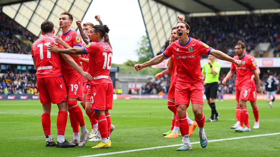 Blackburn celebrate their winning goal against Millwall