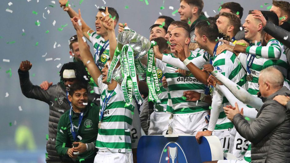 Celtic celebrate lifting the Scottish League Cup