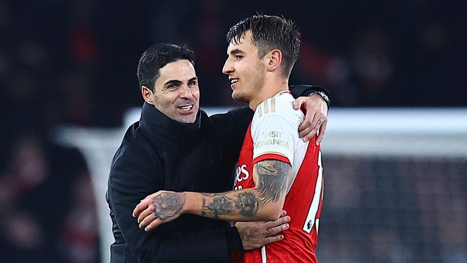 Arsenal boss Mikel Arteta and Jakub Kiwior